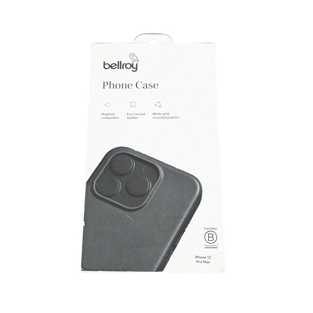 Aa4U Bellroy - iPhone 15 Pro Max Eco Tanned Leather Magsafe Phone Case -‎ Black